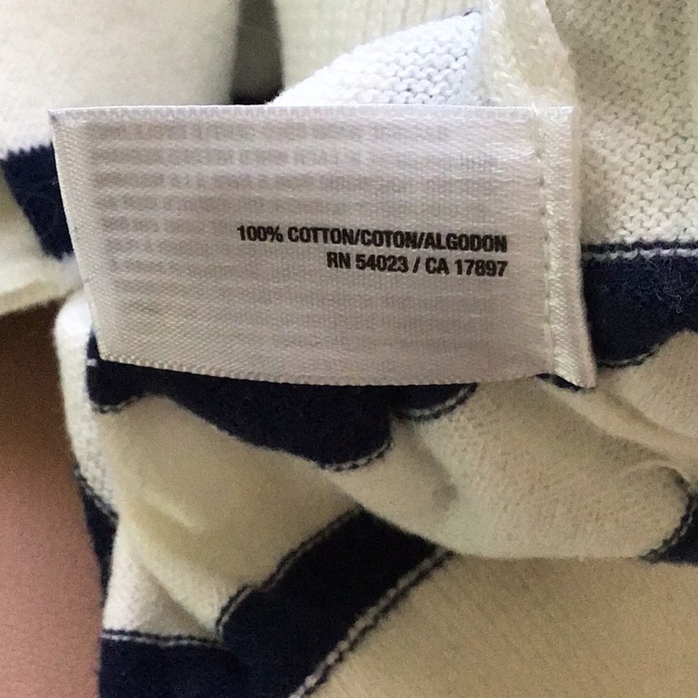 Old Navy M monogram cream & Navy blue stripe lightweight cotton sweater  Large - Picture 6 of 6